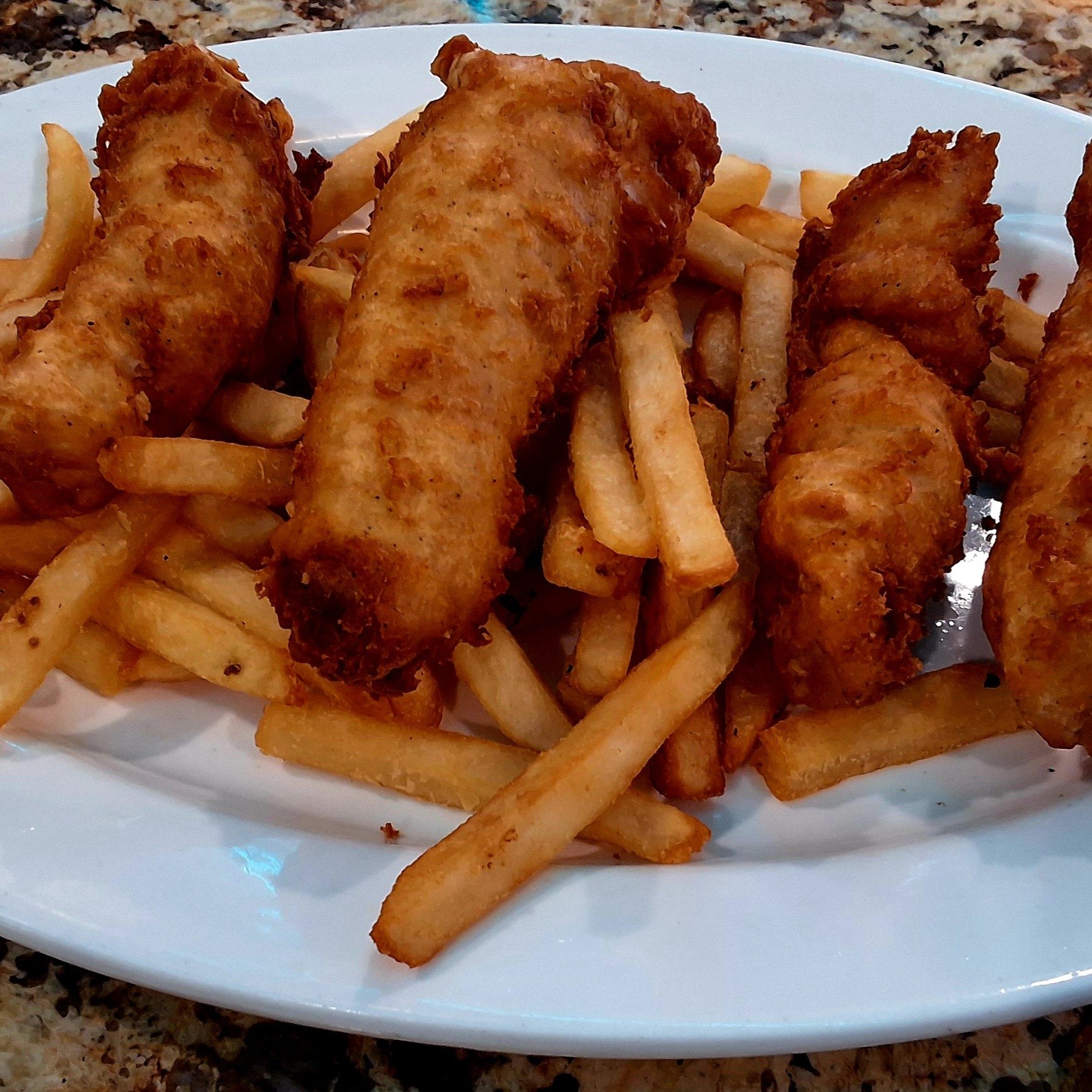 Homemade Beer Battered Fish & Chips.