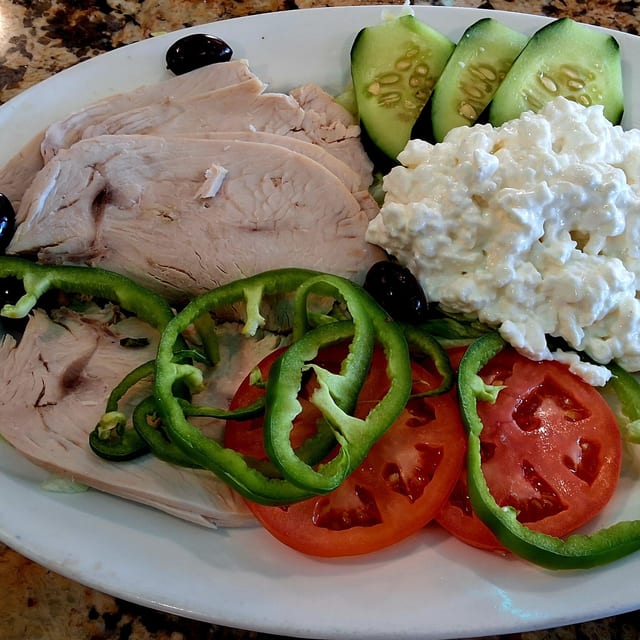 Sliced Turkey and Cottage Cheese.