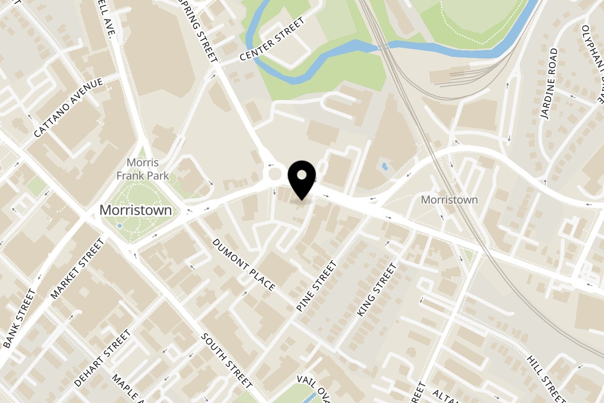 Map showing the location of Morristown Diner on 73 Morris St in Morristown